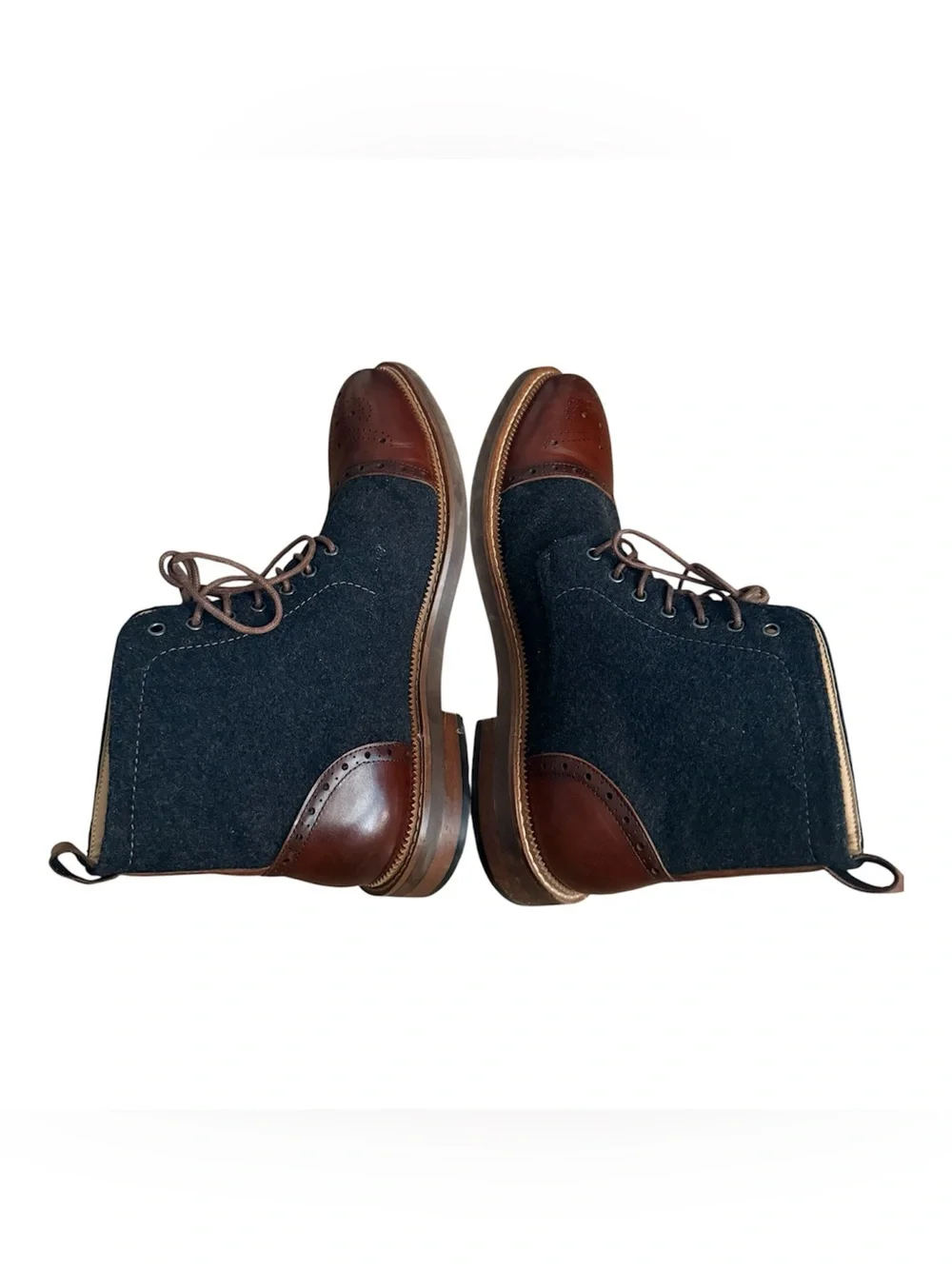 Joseph Abboud Charcoal Mahogany Lace Up Cap Toe Men's Ankle Boots Leather 12
